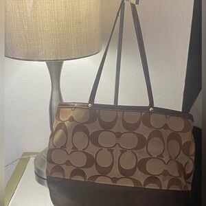 Coach Signature Brown and Tan Tote